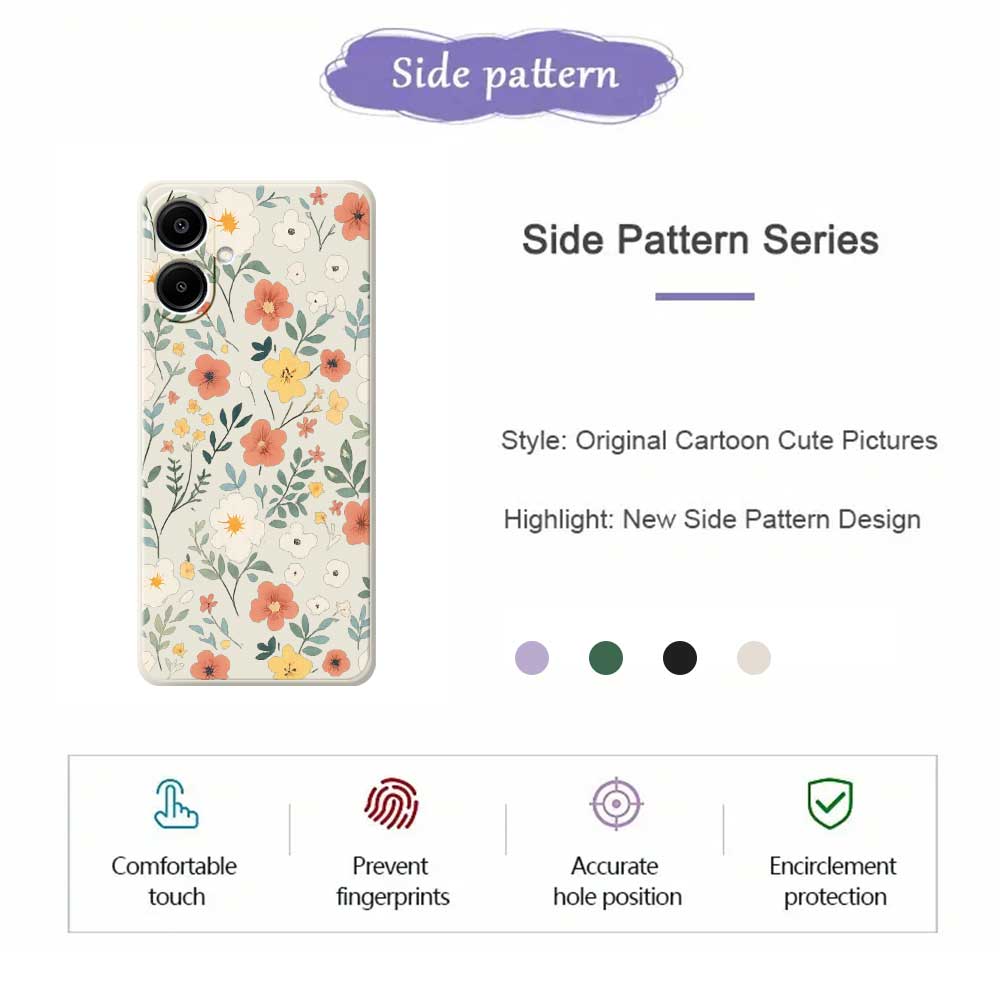For Samsung Galaxy A07 4G Case Flower Garden Pattern Printing Straight Edge TPU Phone Back Cover