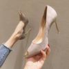 9265 2025 spring new high heels suede pointed head thin heel metal head shallow mouth single shoes super high heel women's shoes