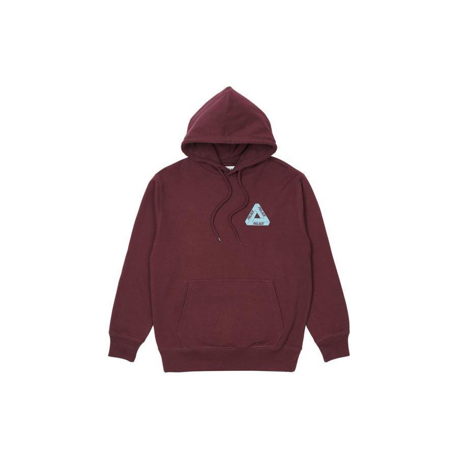 Palace Ss22 Tri-Mesh Hooded Sweatshirt With Solid Color Logo Print Unisex Hoodies Burgundy PLA-SS22-269