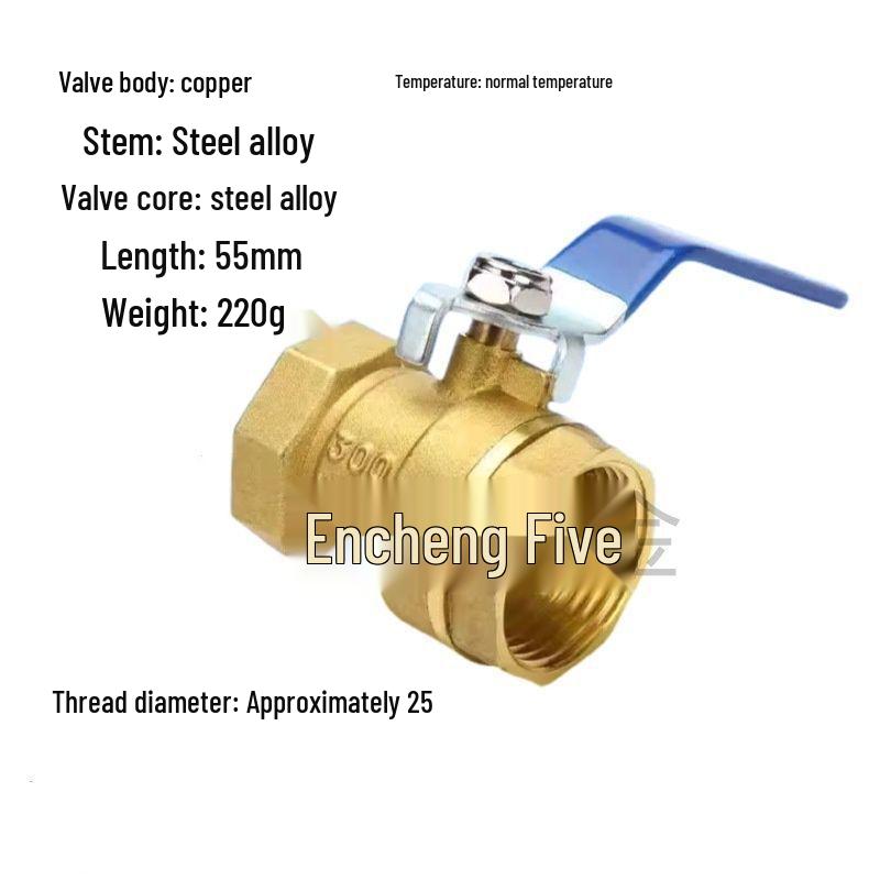 High-Temperature Resistant Copper Ball Valve - 4 Points DN15, 6 Points DN20, 1-inch DN25, for Tap Water