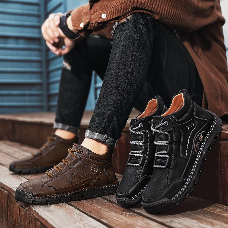 2024 Autumn/Winter Men's Plus Size High-Top Cotton-Lined Casual Warm Shoes