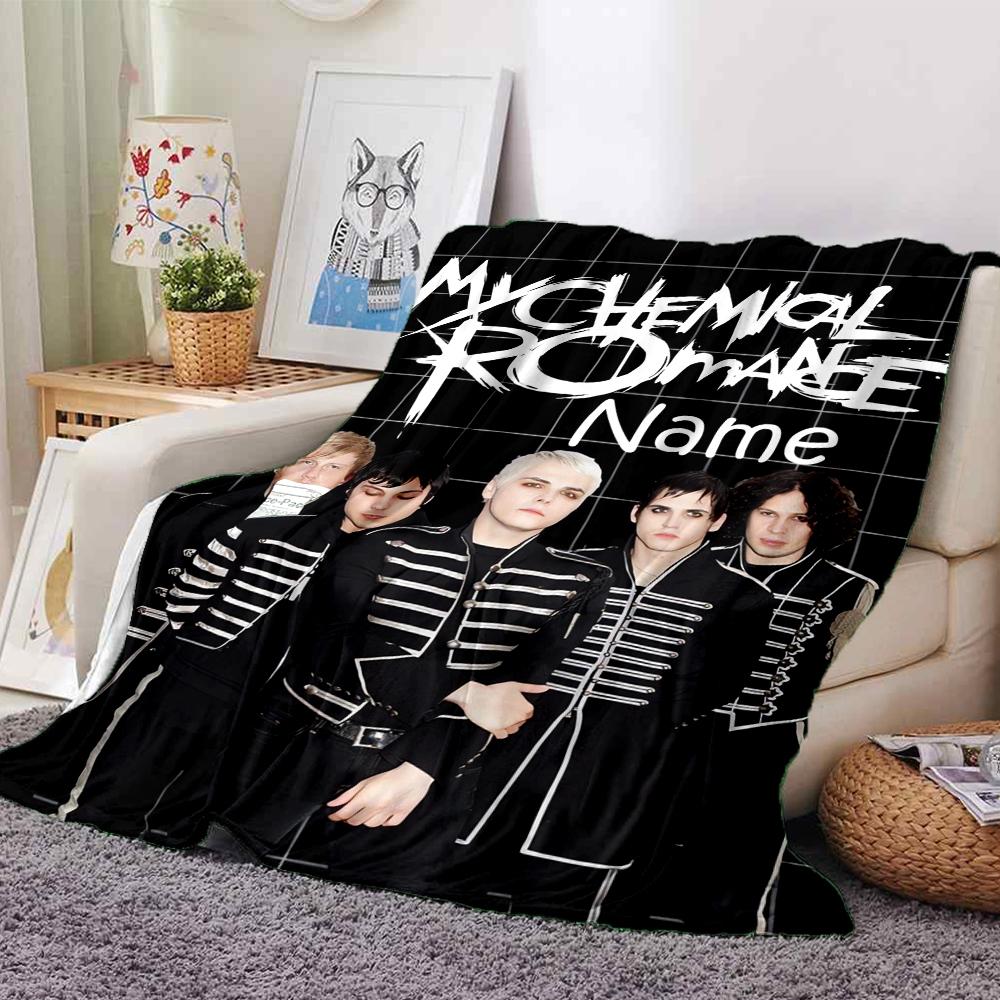 Custom Name My Chemical Romance Theme Printed Blanket - Perfect for Couch, Bed, Travel & Outdoor Use | Machine Washable, Cozy & Durable.