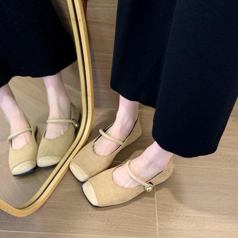 Fashion Women Mary Jane Shoes Fashion Leopard Square Toe Shoes Vintage Slip On 2025 Spring Autumn Soft Sole Suede Ballet Flat Shoes