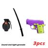 3Pcs/lot Simulation Battle Game Toys 3D Gravity Retractable Katana Pistol Simulation Grenade Stress Relief Toy Role Playing Prop