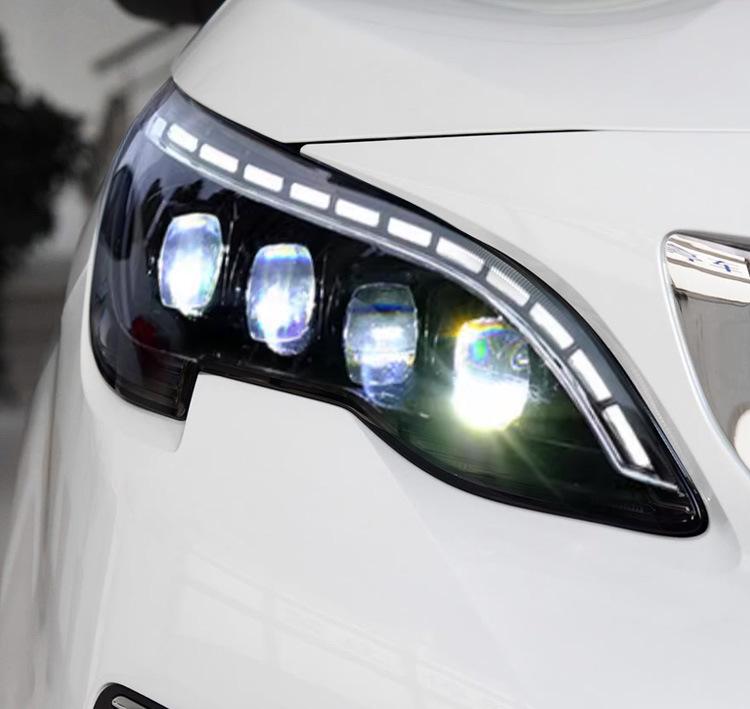 Fits 2016-2019 Peugeot 4008/5008 headlights with crystal lenses and LED sequential turn signals.