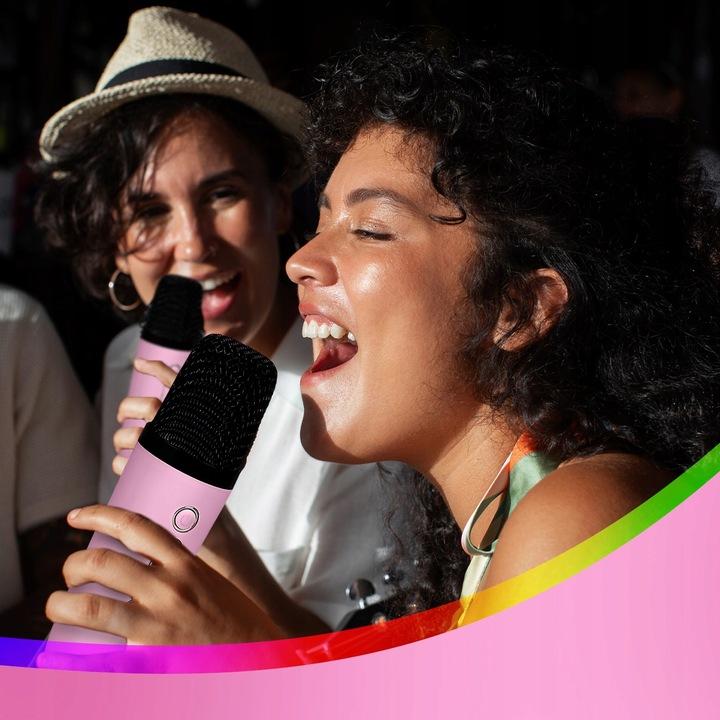 Zestaw Do Karaoke 2X Mikrofon Bezprzewodowy Przenośny Bluetooth Głośnik Rgb