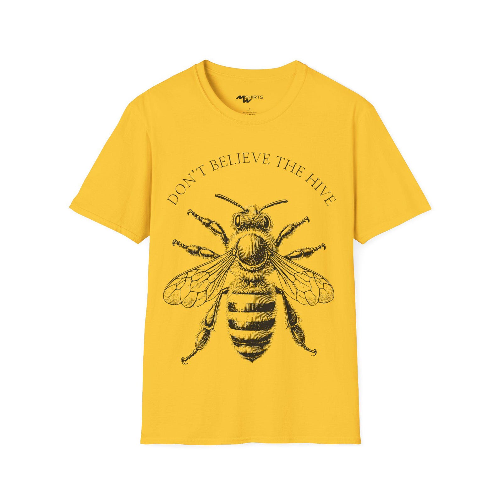 Dont Believe the Hive Engraving Style Bee T-Shirt/ Unisex Softstyle T-Shirt S