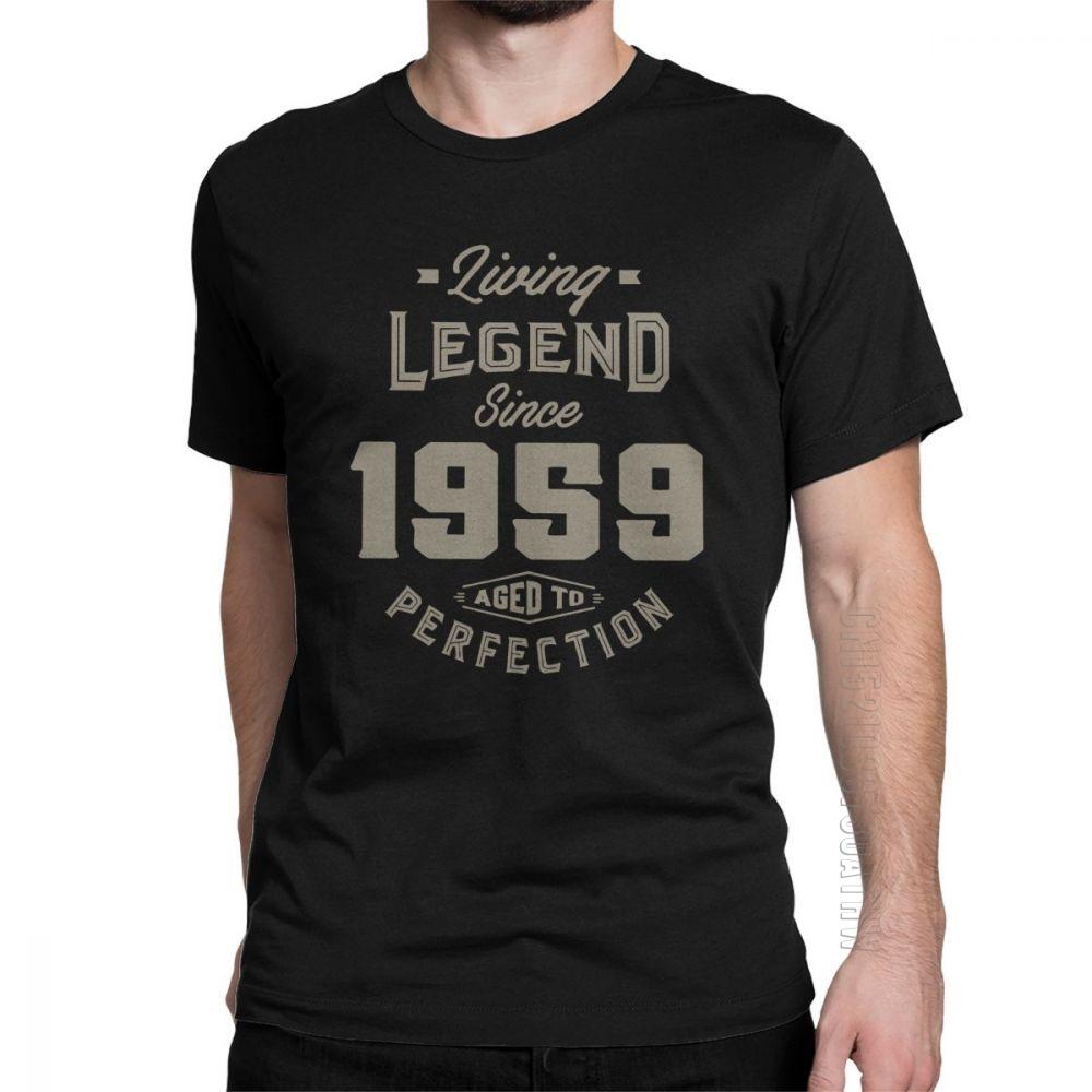Living Legend Since 1959 Birthday TShirt Anniversary Birth Present T Shirt Vintage Men Gray Clothing Vintage Pure Cotton Tees
