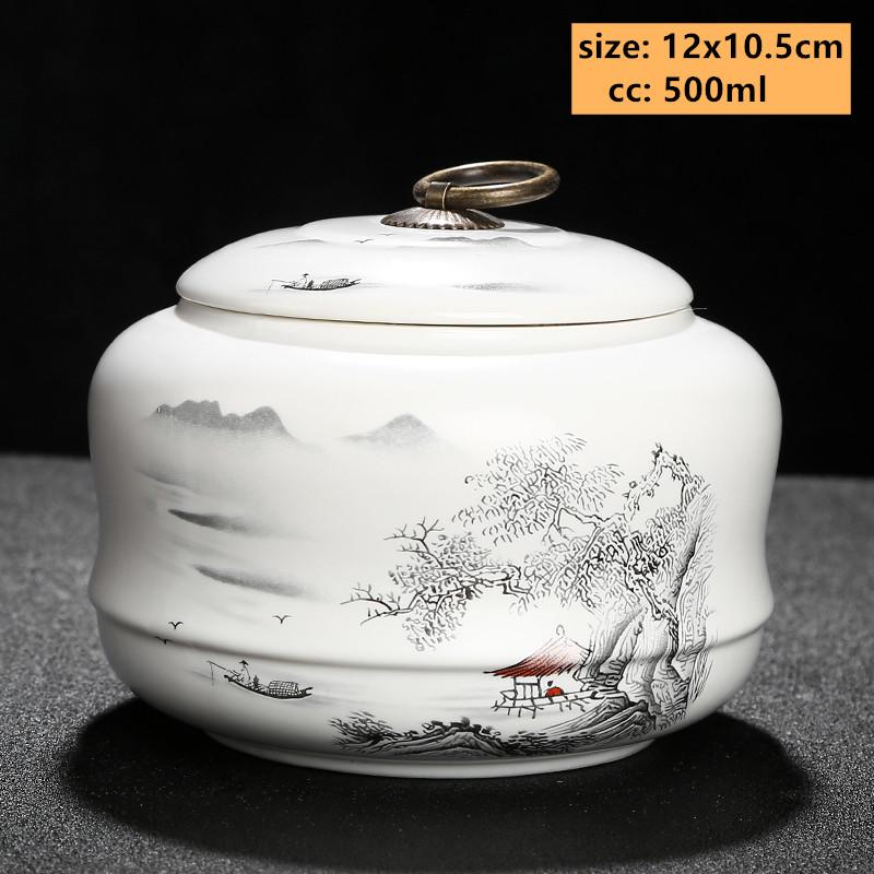Exquisite Flower Patterns Ceramics Tea Caddy Portable Sealed Tea Leaf Containers Travel Tea Bag Storage Box Spice Organizer