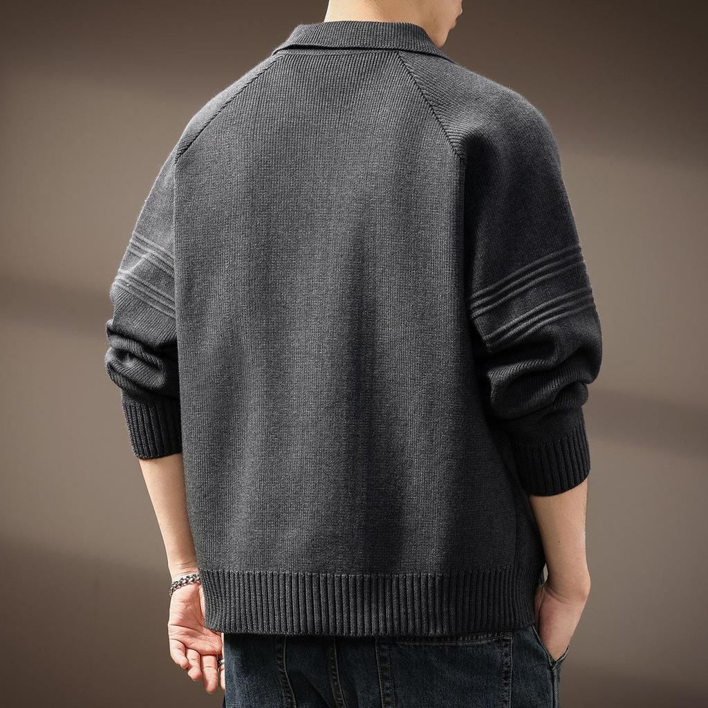 Herren Grobstrick Cardigan Pullover mit Revers - Verdickte Strickware für Herbst/Winter 2025