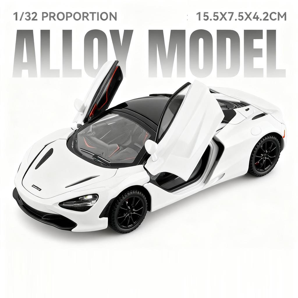Scale 1:32 Revuelto 720S Sports Car Model Toy Doors Opened Pull Back Sound Light Supercars Models Presents for Children
