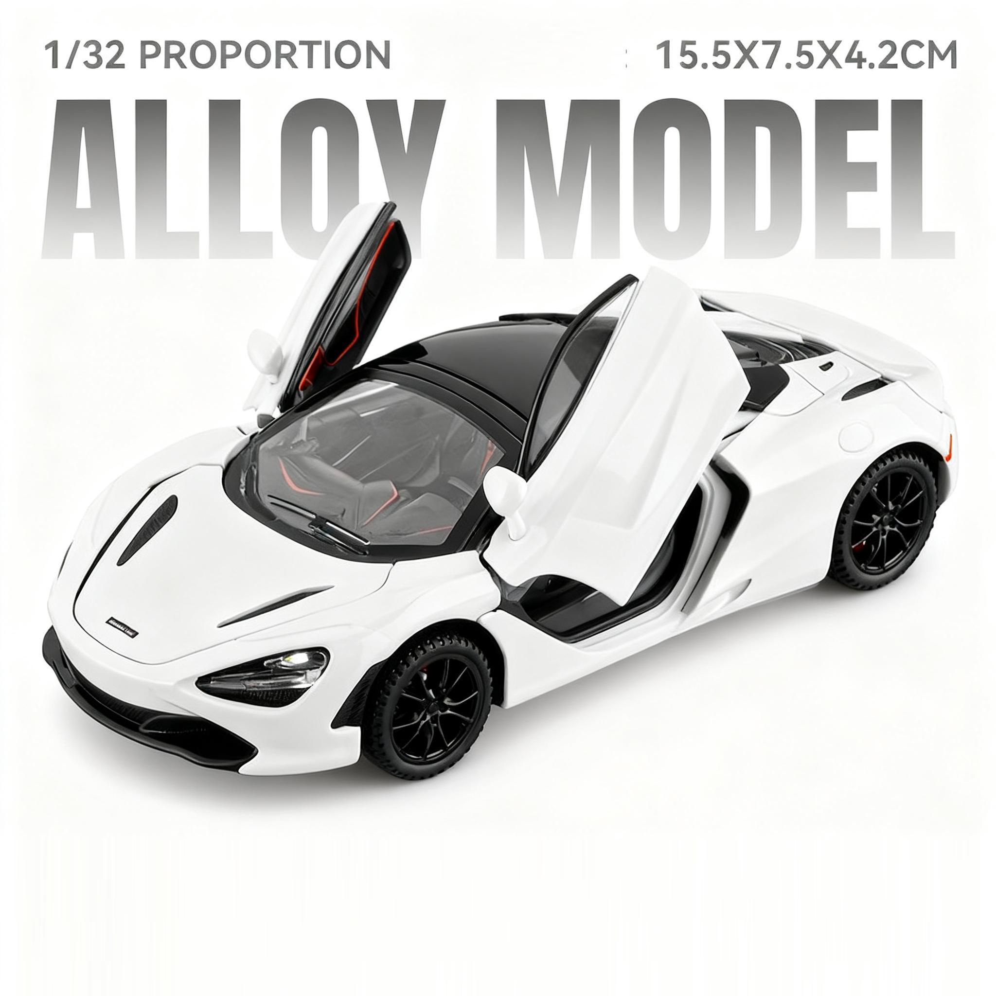 1:Échelle 32 720S Senna Modèle de Voiture Jouet Métal Moulé Sous Pression Pneus en Caoutchouc Intérieur Exquis Modèles de Supercars Tiret Arrière Jouets pour Enfants