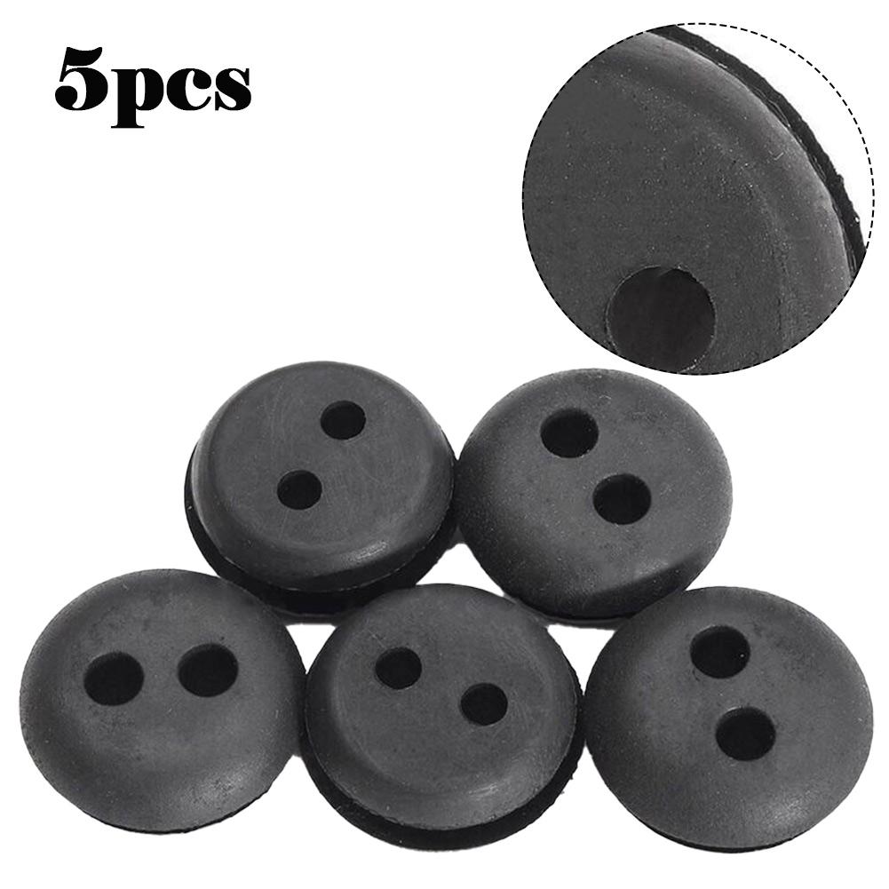 Set of 5 Rubber Fuel Tank Line Grommets with 2 Holes for Lawn Mower Trimmer Replacement Compatible with Multiple 2 Hole Models