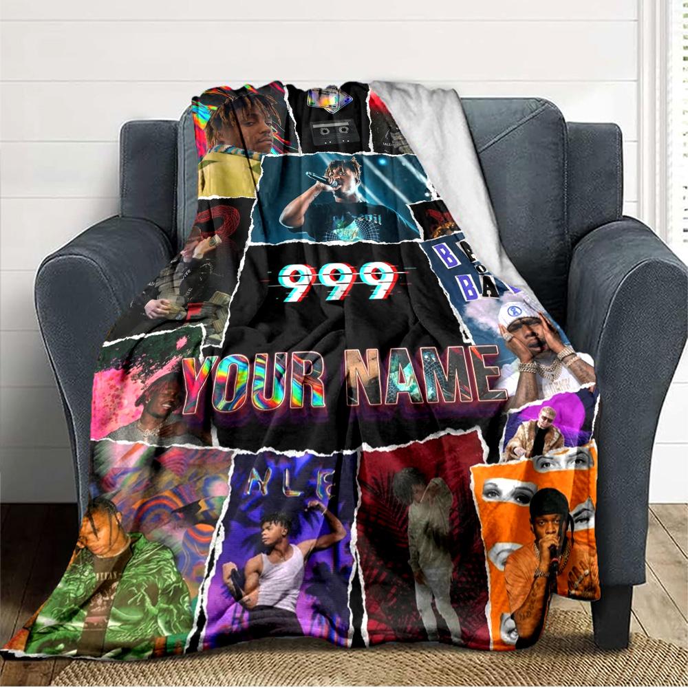 Name Custom 999 Rapper Print Flannel Blanket High Quality Warm Comfortable Cover for All Seasons Perfect for Gifts Home Decor