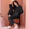 Coral Velvet Pajama Lady Autumn Winter Thickened Sweet Pure Wind Warm Flannel Luxury Outing Home Wear Set Comfortable Antistatic