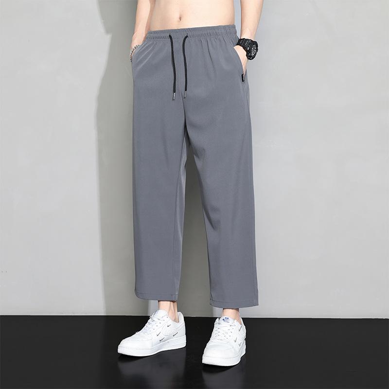 Eisseidenhose für den Sommer, dünne Herrenhose, lockere gerade Hose, weites Bein, 9 Zoll große Anzughose, Freizeithose