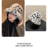 Leopard Print Plush Bucket Hat Outdoor Versatile Face Slimming Hat