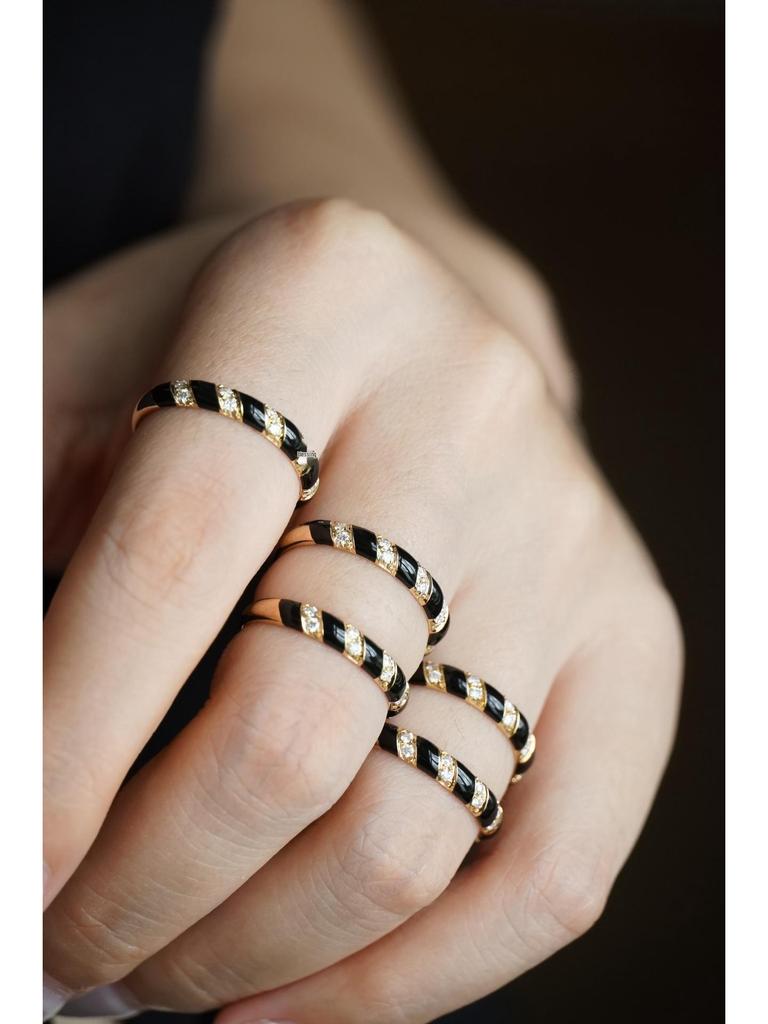 Red Elk s925 Sterling Silver Black & White Ring, Simple Versatile Fashion Jewelry for Women.