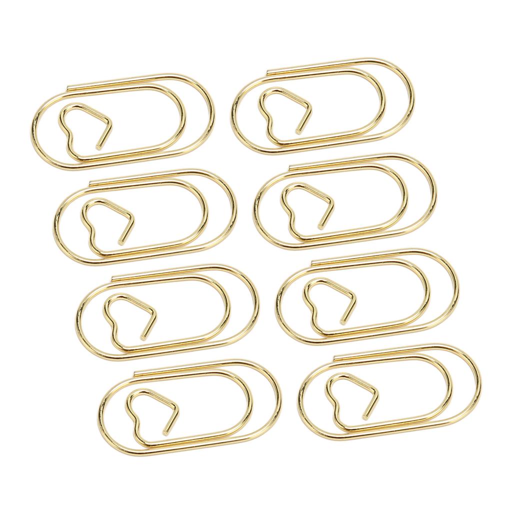 100 Stück Büroklammern Tragbar Herzform Rostfrei Galvanisiertes Metall Büroklammern Bürobedarf Gold
