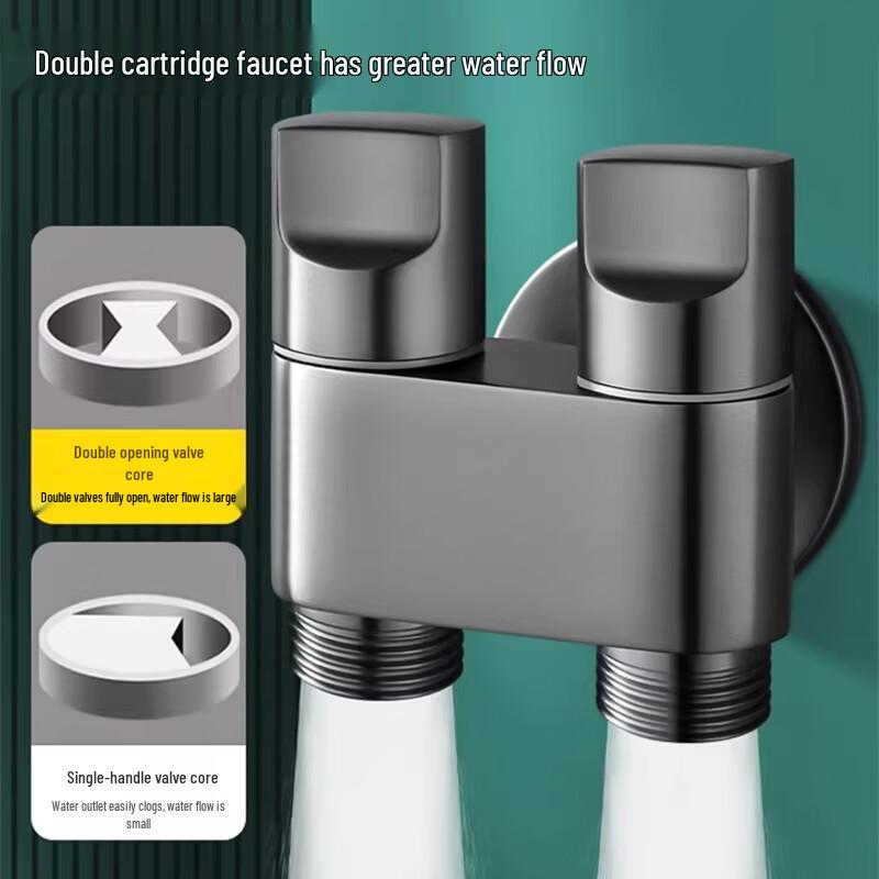 Denwoke Stainless Steel Dual-Outlet Washing Machine Faucet