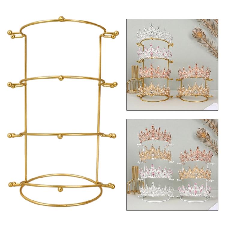 Fashion Tiara-Crown Headband Display Rack Gold/White Metal Princess Crown Stand