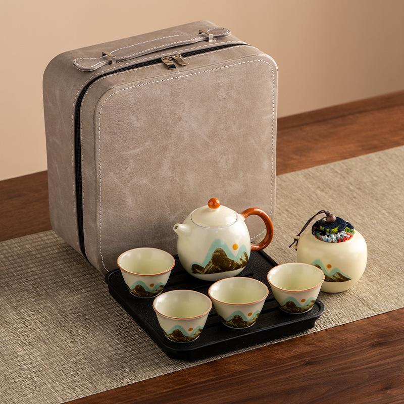 Ru Kiln Tea Set Ceramic Kung Fu Tea Set Household High-end Tea Tea Cup Holiday Gifts Business Gifts