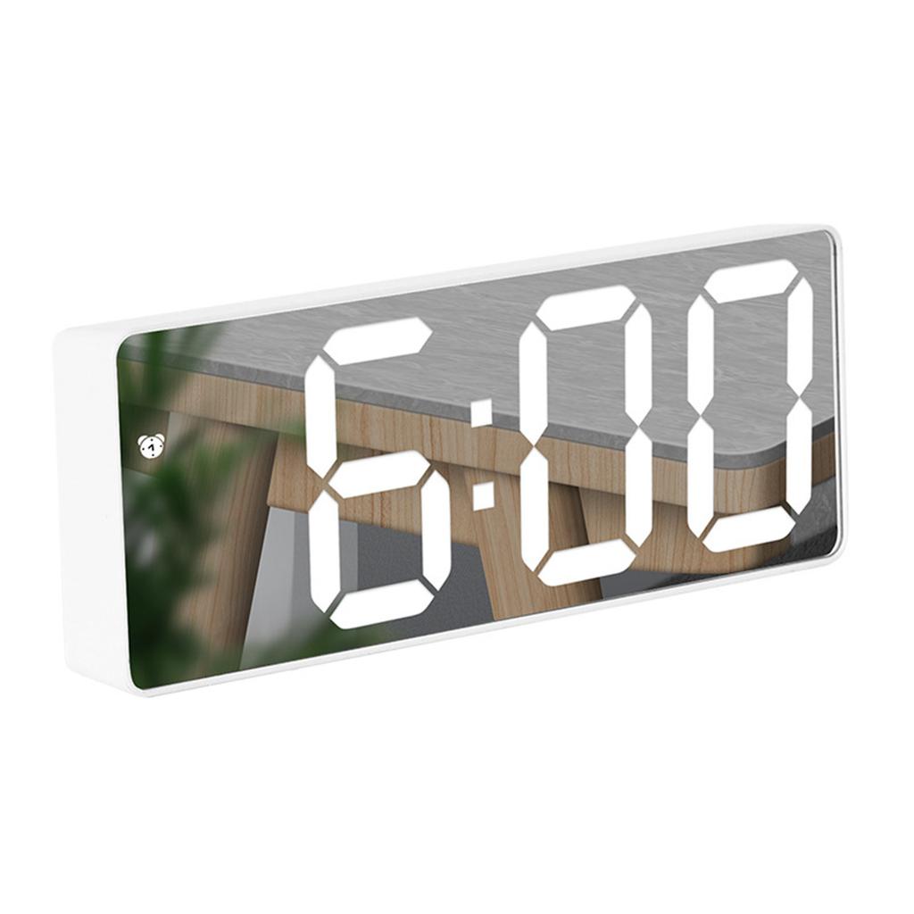 Mirror Surfaces LED Digital Alarm Clock with Alarm Dimming Date Day of Week Temperature Display for Bedroom Table Decors