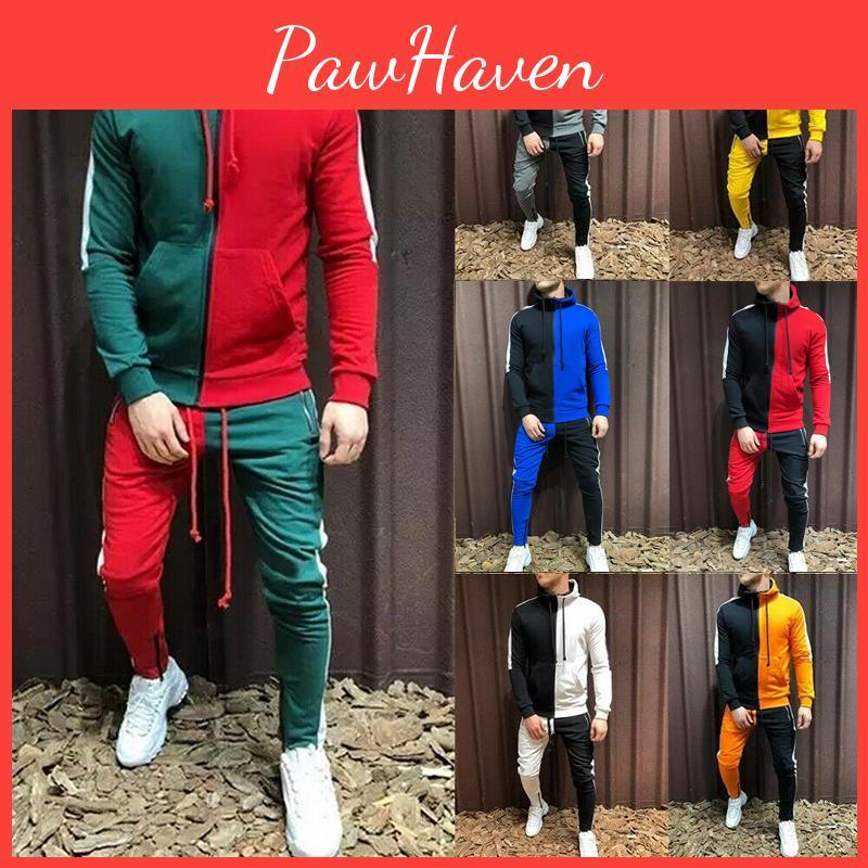 Stylish Men's Tracksuit Suit With Hoodie And Zipper Closure For Gym And Sports