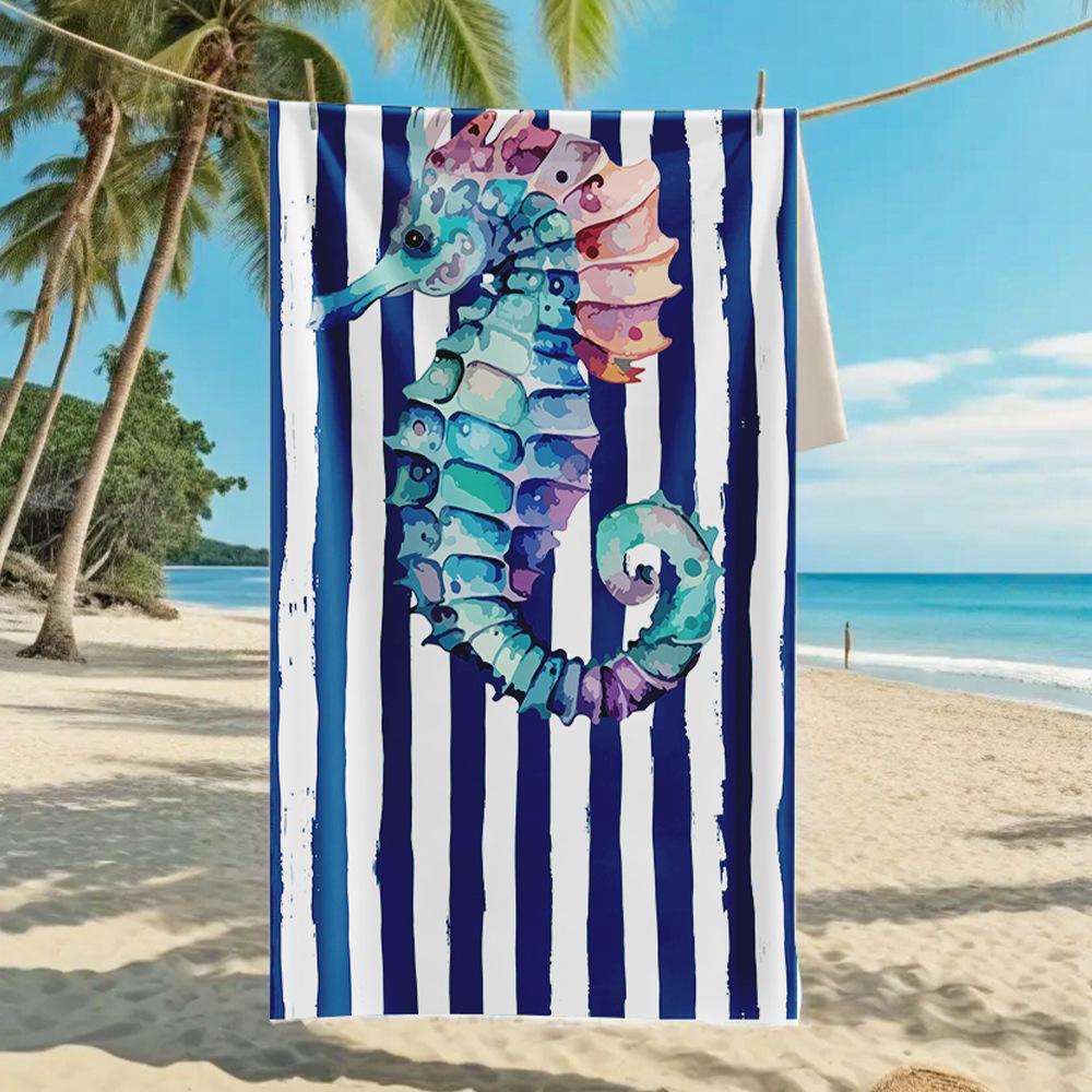 New, Double-sided Velvet Beach Towel Quick-drying Sports Towel Printed Bath Towel