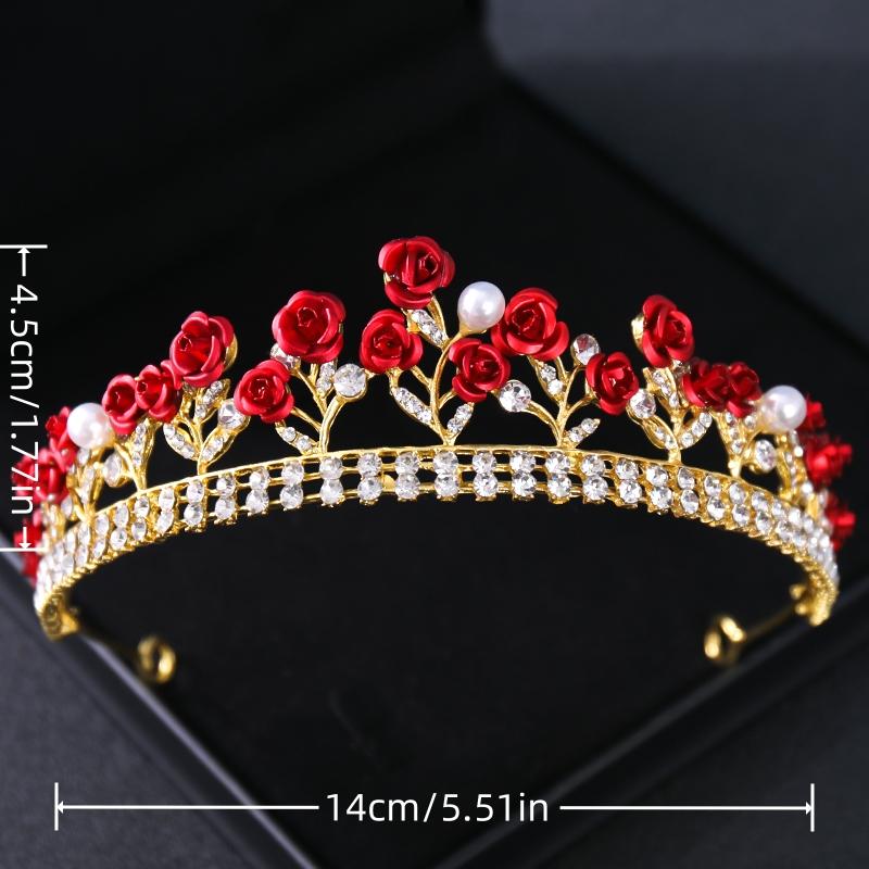 Tiara e Corone Rosse di Cristallo Barocco, Diadema Nuziale con Strass per Ballo, Corona Taira per Donne, Accessori per Capelli da Matrimonio, Gioielli, Corona