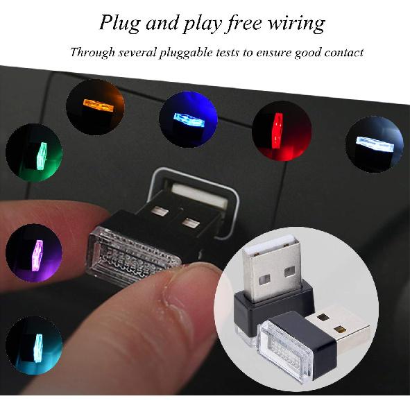 Febrytold Red Universal Mini USB LED Car Interior Ambient 2 Pcs | Resistant to Dust and Splashes, Easy to Clean. The Vehicle Lights up When Powered