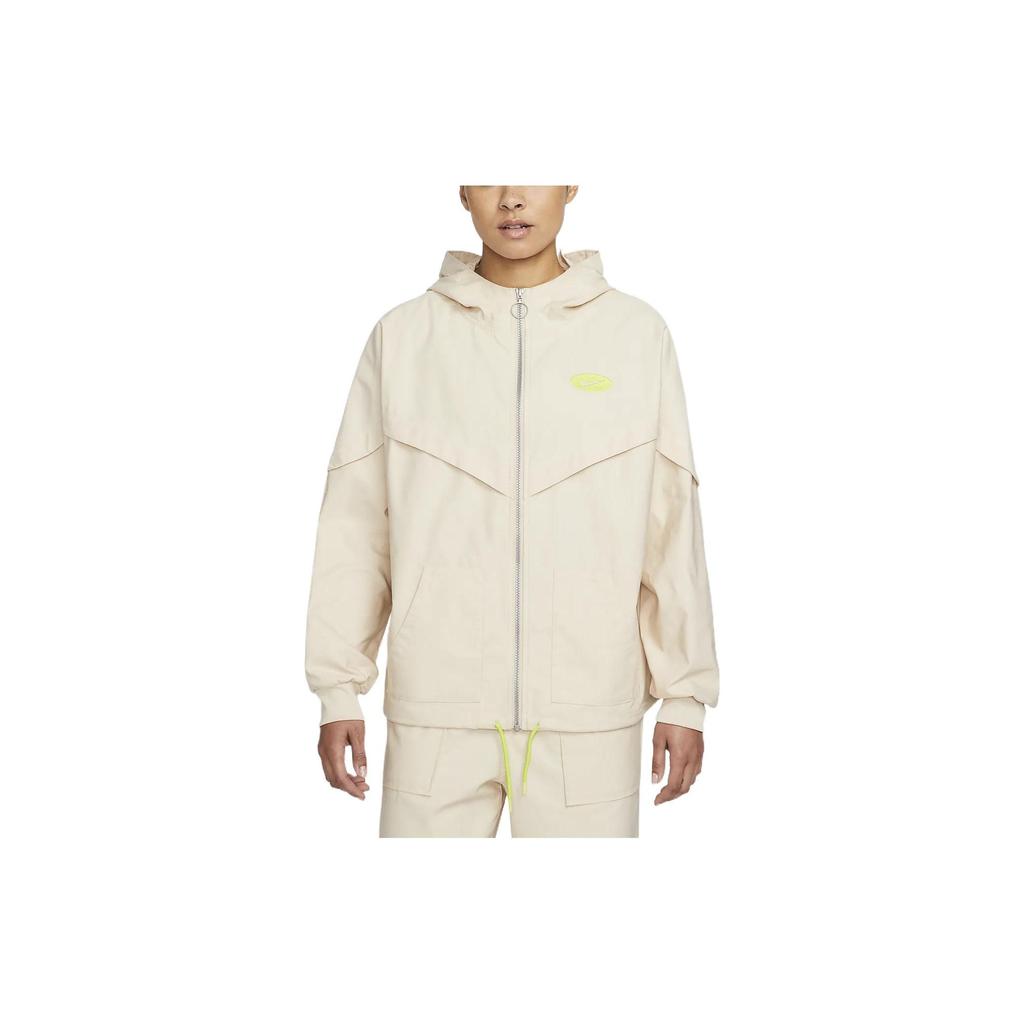 Nike Woven Solid Color Sports Hooded Jacket Women Outerwear Sand White DM6567-126