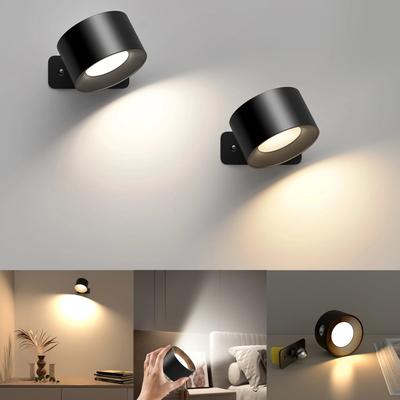 LED-Wandleuchte, LED-Schlafzimmer-Leseleuchte, wiederaufladbar, tragbar, um 360° drehbar, Touch-Control-Schranklampe