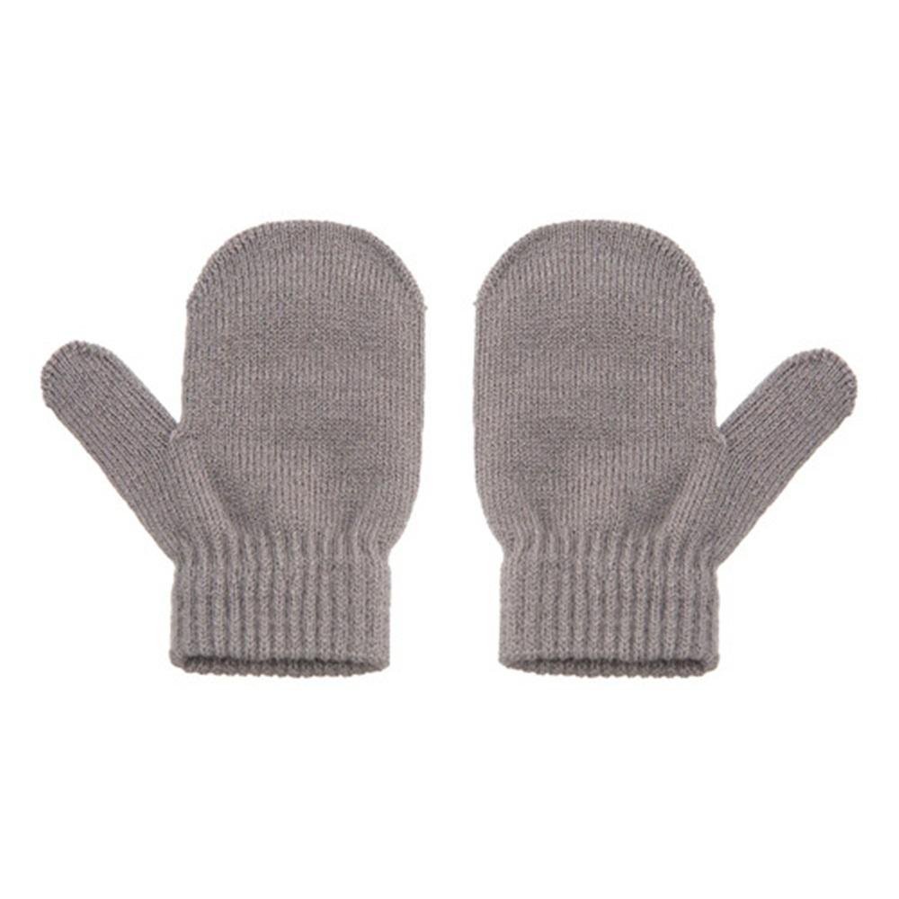 2 Pcs Children's Knitted Hats + Gloves Solid Color Wint,a44