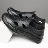 2025 summer new men's hand-stitched leather sandals hollow breathable hole shoes soft leather soft sole 6629