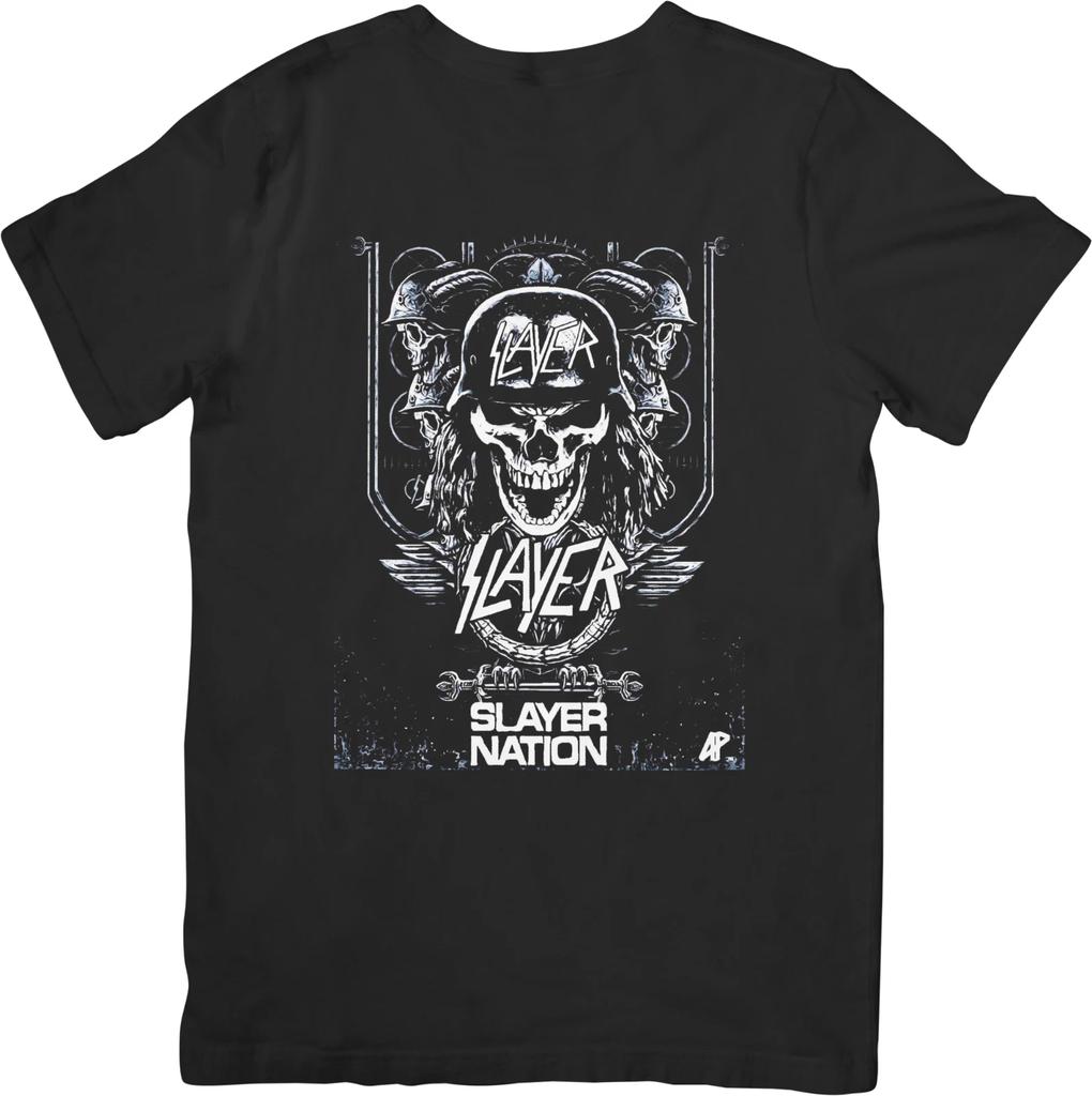 Slayer Music Unisex Střih pro muže a ženy Kvalitní bavlněné tričko Černé
