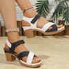 Fashion Women's Fashion Contrast Color High Heel Sandals Summer Cross Strap Gladiator Shoes Woman Comfort Chunky Heeled Platform Sandals
