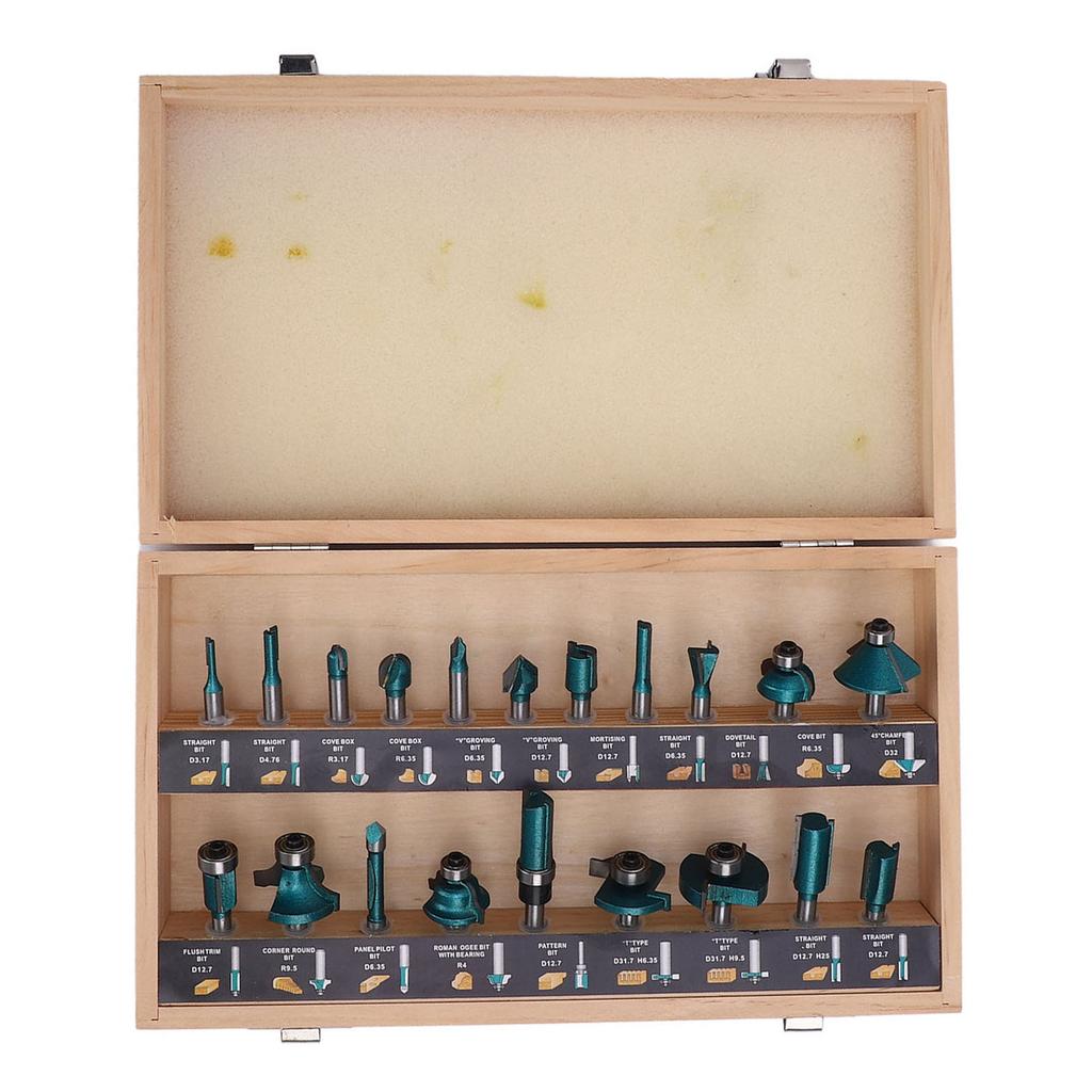 20PCS Carbide Router Bits Woodworking Milling Cutter Tongue and Groove Bit Set for Trimming