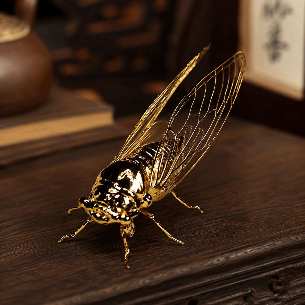 Exquisite Cicada Figurine Hollowed-out Desktop Small Ornament Home Office Decor
