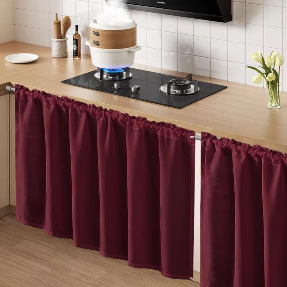 New Waterproof Chiffon Curtain Thickened Scratch-resistant Kitchen Cabinet Curtain Blockout Dustproof Table Skirt Cabinet Sundry
