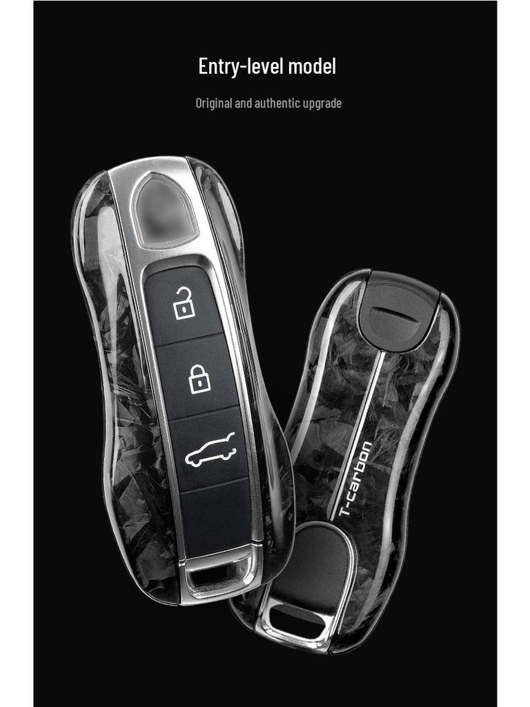 Real Carbon Fiber Key Case for Cayenne, Macan, 911, Panamera with Forged Pattern
