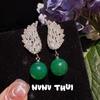 Jewelry, Handmade Wheat Ear Water Drop Gem Earrings, Banquet Haute Couture Glazed Flower Ball Snowflake Zircon Brooch Set