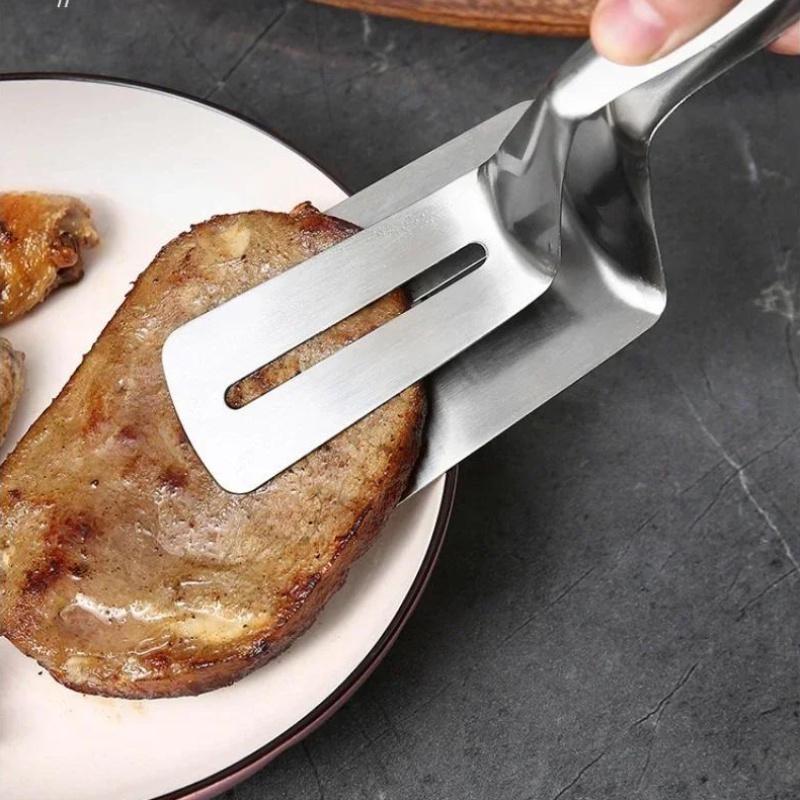 Velká nerezová lopata 304 se steakovou sponou a zesílenou grilovací špachtlí na vaření ryb