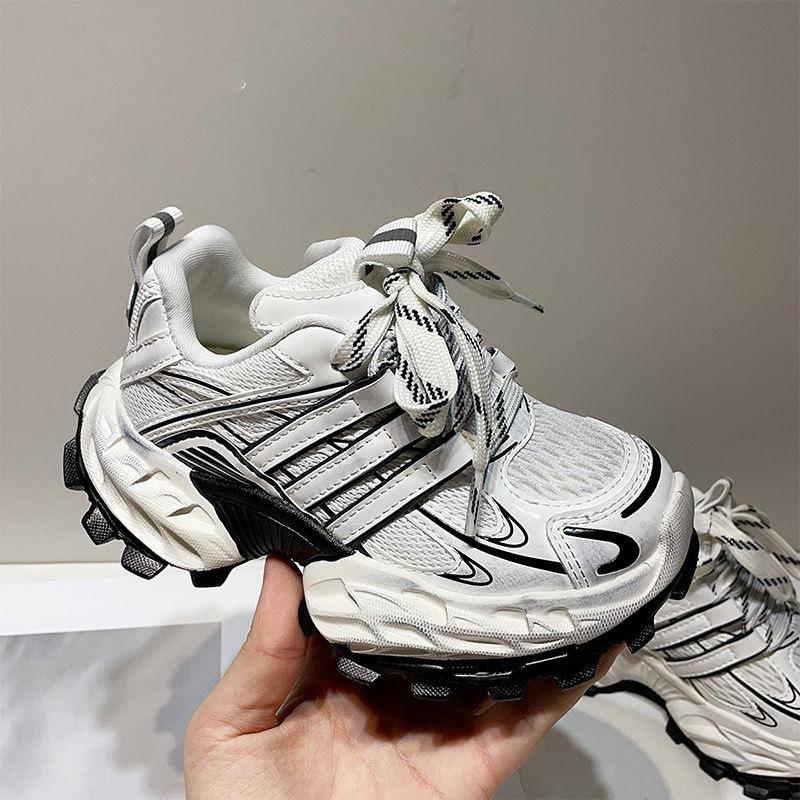 Girls Double Mesh Sneakers Breathable 2025 Spring New Children's Running Shoes Lace-up Non-slip Casual Shoes Medium and Large Children