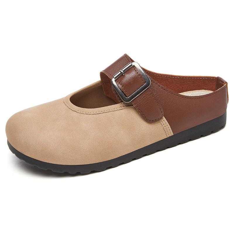 Women's shoes new fashionable versatile half tray lightweight Boken shoes soft sole comfortable casual shoes breathable slippers