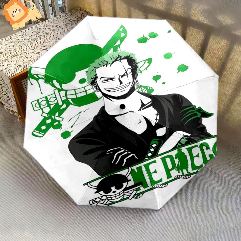 1 Stück Automatischer Faltregenschirm - Roronoa Zoro Muster Tragbares faltbares Design mit 8 Speichen Weihnachts-Geburtstagsgeschenke