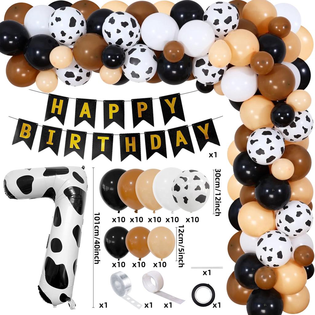 Farm Theme Balloon Wreath Set Birthday Party Flag Cow Digital Balloon Chain Set Arrangement