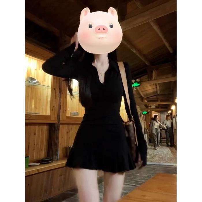 

Корейский высококачественный черный приталенный комплект платья для женщин - Весна 2025 XL чёрный