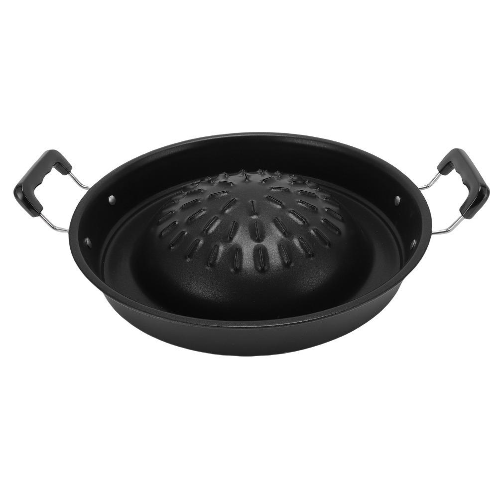 Black Thai BBQ Grill Pan Iron Round Thai Style BBQ Portable Grill Pan with Side  Restaurant Use чёрный