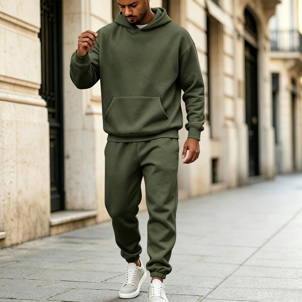 Men's 2 Piece Hoodie and Jogger Set, Color Casual Athletic Loose Fit Tracksuit with Tapered Sweatpants for Daily Wear